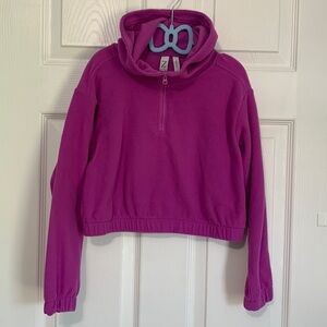 Zella Girls Cropped Pullover 1/4 Zip Hooded Fleece